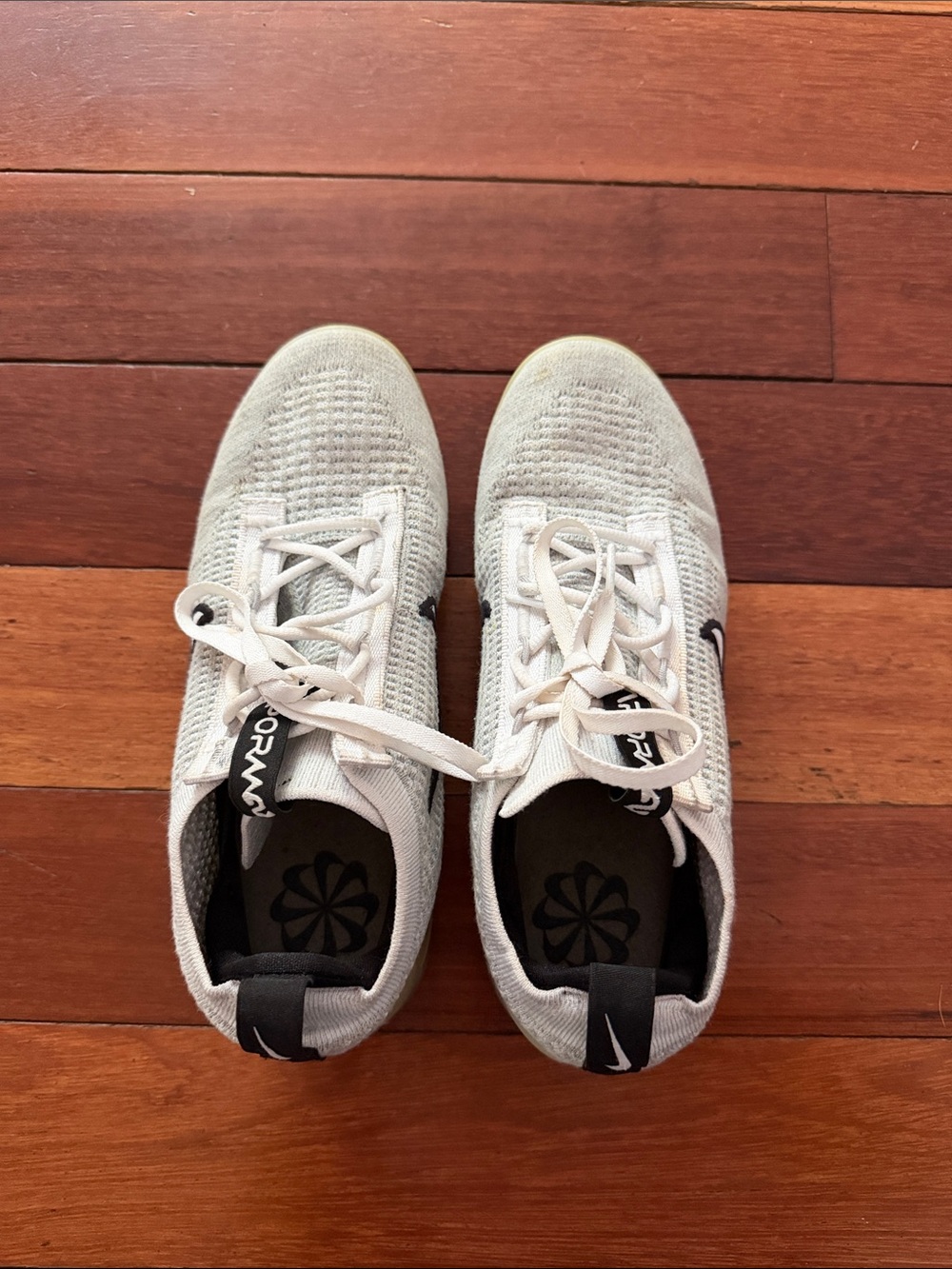 Nike Women’s Light Gray and Black Knit Running Sneakers